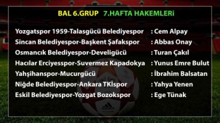 BALda 7. hafta maçlarının hakemleri belli oldu