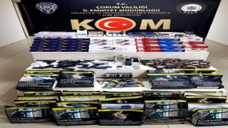 Çorumda 38 bin 800 adet kaçak makaron sigara ele geçirildi