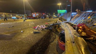 E-5 Kara Yolunda bariyere çarpan otomobil takla attı: 1 ağır yaralı