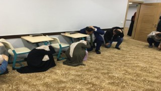 Edremit ve Havran da deprem anı çök-kapan-tutun tatbikatı