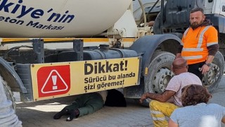 Edremitte beton mikserinin altında kalan yaşlı adam ölümden döndü