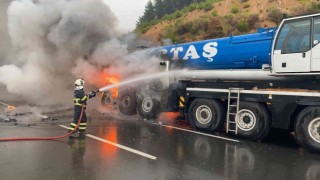 Korudağ rampasında vinç yangını