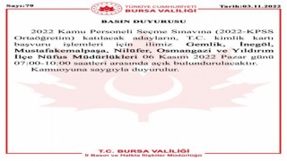 KPSS adayları dikkat...Bursa Valiliği duyurdu