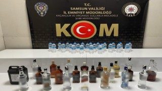 Samsunda sahte ve gümrük kaçağı içki ele geçirildi