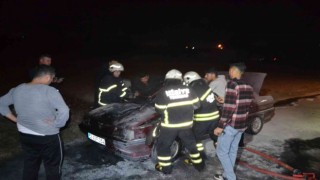 Seyir halindeki LPGli otomobilde korkutan yangın