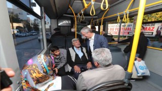 Tahmazoğlu belediye otobüsü ile yolculuk yaptı