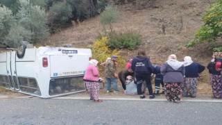 Tarım işçilerini taşıyan minibüs takla attı