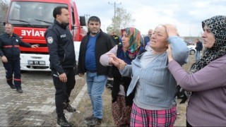 Tekirdağdaki yangında gergin anlar