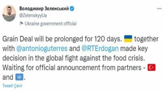 Zelenskiy: Tahıl anlaşması 120 gün uzatılacak