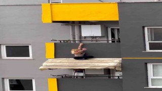 8 katlı binada korku dolu anlar