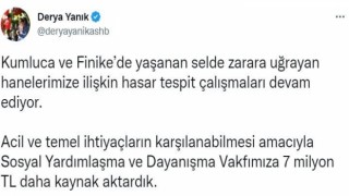 Antalyada selden zarar gören vatandaşlar için 7 milyon lira daha kaynak aktarıldı