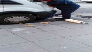Aracın motoruna giren kediyi itfaiye kurtardı