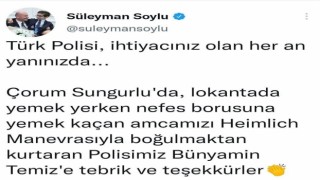 Bakan Soyludan kahraman polise tebrik