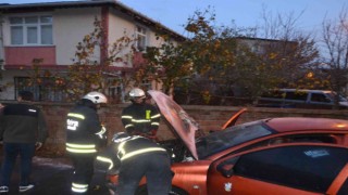 Çorluda LPGli otomobil alev aldı