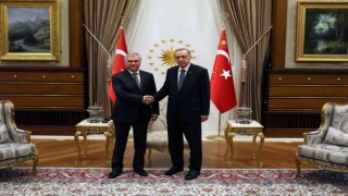 Cumhurbaşkanı Erdoğan, Cumhurbaşkanlığı Külliyesinde Rusya Federasyonu Federal Meclisi Devlet Duması Başkanı Vyacheslav Volodini Kabul etti.