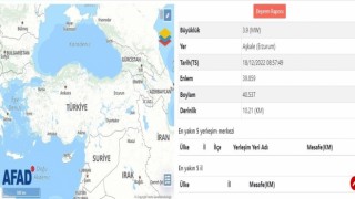 Erzurumda 3.9 büyüklüğünde deprem