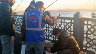 Galata Köprüsü ve Atatürk Köprüsünde amatör balıkçılar denetlendi
