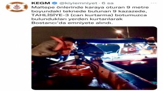 Maltepede karaya oturan teknedeki 9 kişi kurtarıldı