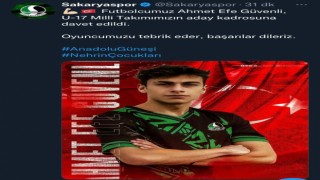 Sakaryasporlu Efe Güvenli, U-17 Milli Takımı aday kadrosuna davet edildi