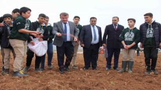 Tarım lisesi öğrencileri ilk tohumları toprağa bıraktı