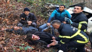 Tokatta otomobil uçuruma devrildi, yaralılar güçlükle kurtarıldı