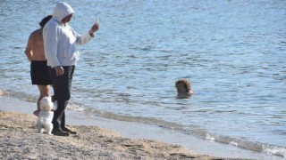 Bodrum denize girip güneşlendiler
