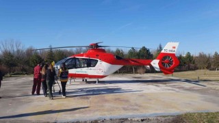 Edirnede ambulans helikopter 6 aylık bebek için havalandı