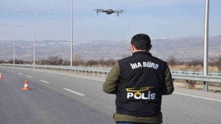 Erzincanda drone destekli trafik denetimi