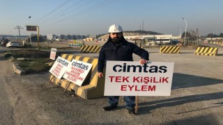 Kaynak işçisinden tek kişilik eylem