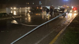 Kocaelide otomobil elektrik direği ve ağaçları devirdi: 2 yaralı