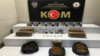 Samsunda kaçak 5 bin 140 dal makaron ve 28 kilo tütün ele geçirildi