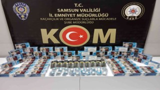 Samsunda kaçak makaron, TAPDK bandrolü ve boş sigara paketleri ele geçirildi