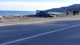 Takla atan otomobilin sürücüsü yaralandı