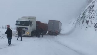 Ağır tonajlı araçlar yolda kaldı, Artvin-Ardahan yolu ulaşıma kapandı