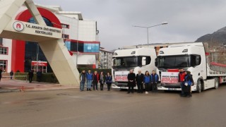 Amasya Üniversitesinden deprem bölgesine 2 tır yardım malzemesi desteği