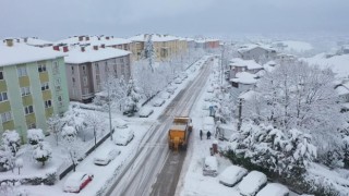 Başiskelede karla mücadele devam ediyor