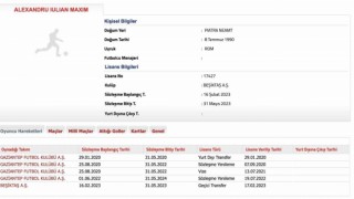Beşiktaş, Gaziantep FKdan Alexandru Maximi sezon sonuna kadar kiraladığını TFFye bildirdi.