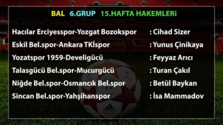 Bölgesel Amatör Lig 6. Grupta 15. hafta hakemleri belli oldu