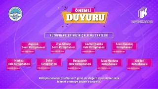 Büyükşehir Kütüphanelerinde yeni saat düzenlemesi
