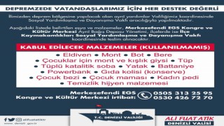 Denizli Valiliği deprem bölgesi için çağrıda bulundu