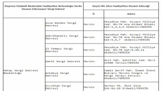 Depremde zarar gören vergi dairelerinin geçici hizmet yerleri