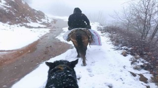 Depremzedelere katır sırtında yardım taşıyorlar