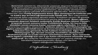 Doğukan Emeksizden, Yeni Malatyaspora yanıt: Kulüp başkanımız bana ağza alınmayacak küfürler etti