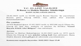 Elazığ Valiliğinden OHAL açıklaması