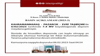 Elazığ Valisi Ömer Toraman: “Şu ana kadar ilimizde herhangi bir yıkım ihbarı almadık”