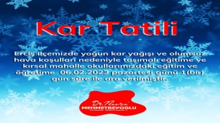 Ercişte eğitime kar tatili