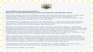 Fenerbahçeden depremzede çocuklara moral desteği
