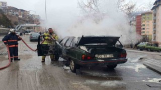 Gümüşhanede park halindeki LPGli otomobil yandı