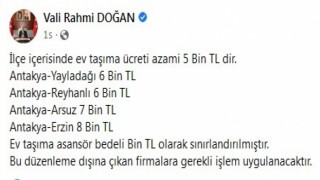 Hatayda ev taşıma ücretine azami sınır getirildi