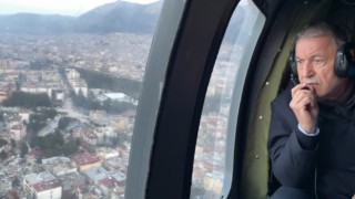 Hataydaki yıkım helikopterle havadan görüntülendi